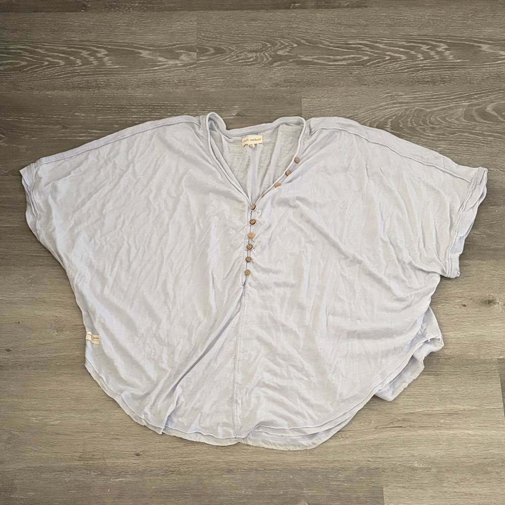 Simply Southern Light Blue Sheer Top with Buttons, Size XXL